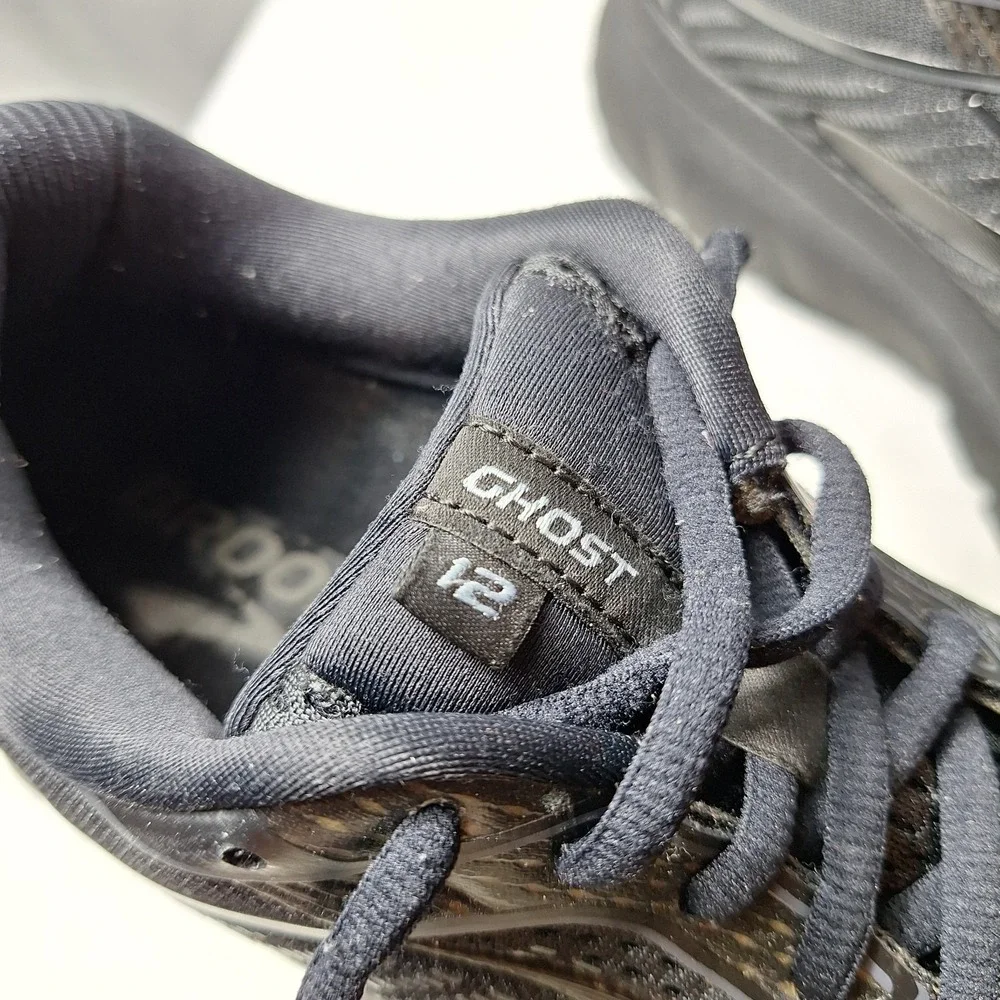 BROOKS Ghost 12 Running Sneaker Womens Sz 8B Triple Black Mesh Athleisure Gym